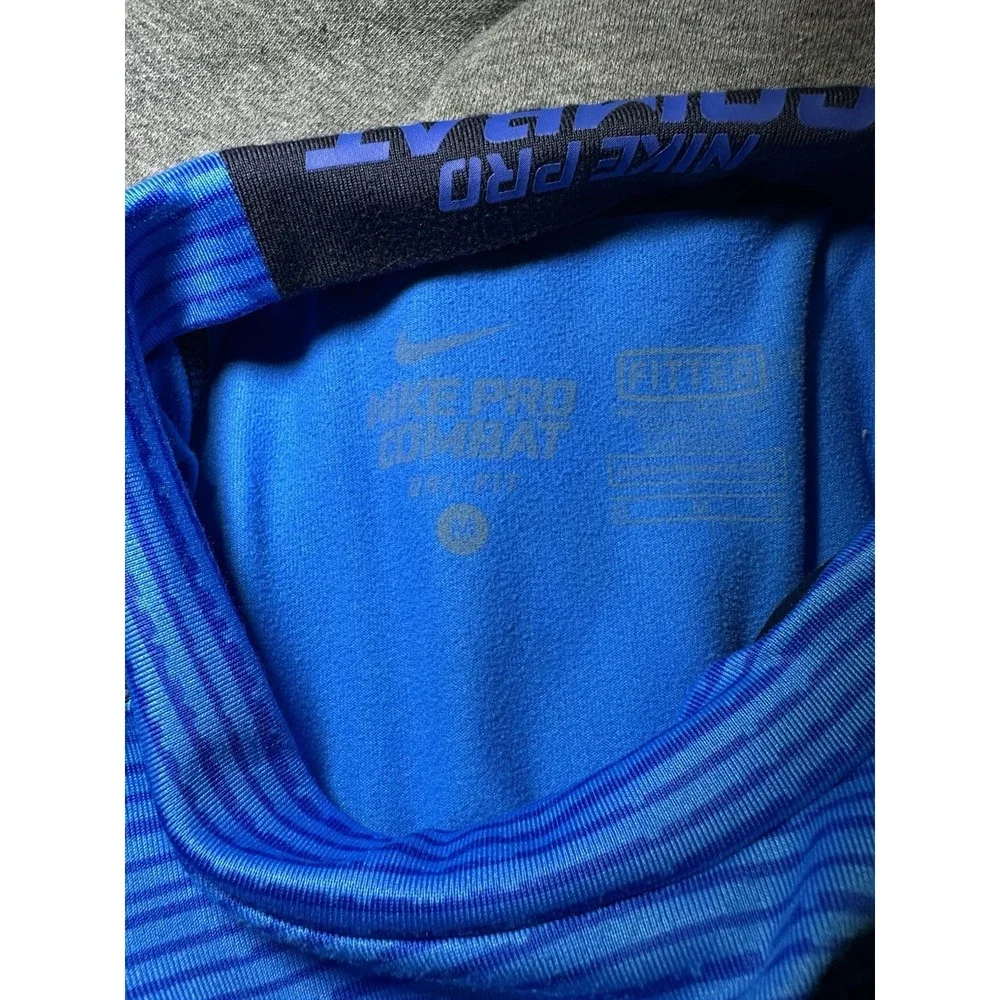 Nike Pro‎ Combat Hyperwarm Shirt Mens Medium Blue Compression Mock Neck